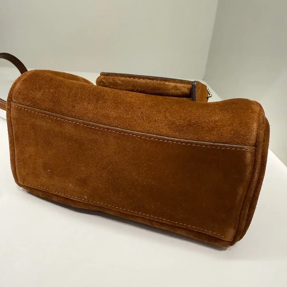 NEW‼️Coach Mini Rowan Crossbody Bag CEQ65 suede/Gold/Warm Brown